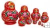 Purple Flowers on Red 10 pc matryoshka