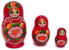 Daisy red 3 pc nesting dolls