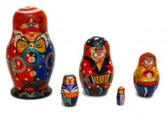 Clown nesting dolls 5 pc