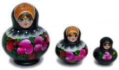 Black with flowers 3 pc babushka dolls