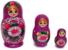 Daisy purple 3 pc nesting dolls