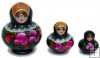 Black with flowers 3 pc babushka dolls