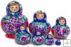 Flowery blue & red 7 pc nesting dolls