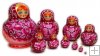 Purple Flowers on Maroon 10 pc matryoshka