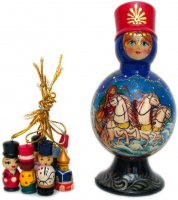 Babushka Doll "Russian Troika" for Christmas Tree Decoration