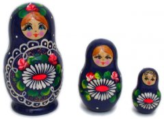 Daisy navy blue 3 pc nesting dolls