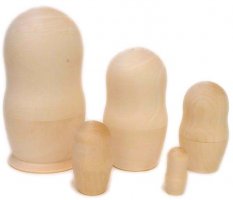 Blank unpainted nesting dolls 5 pc ~5"