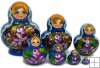 Flowery blue 7 pc nesting dolls