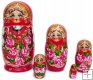 Flowers on Red 5 pc Matryoshka