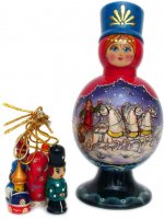 Babushka Doll "White Troika" for Christmas Tree Decoration