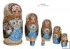 Large Woodburn Blue Matryoshka 7 pc