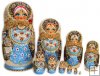 Large Woodburn Blue 10 pc nesting dolls